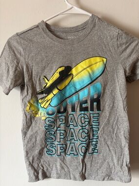 Carter's Gray Tee with Yellow and Teal Space Shuttle Graphic